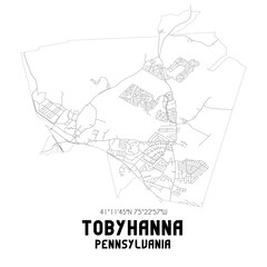 Tobyhanna Pennsylvania. US street map with black and white lines.
