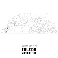 Toledo Washington. US street map with black and white lines.