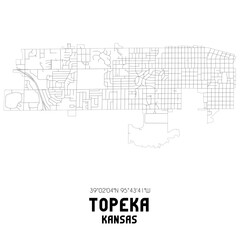 Topeka Kansas. US street map with black and white lines.