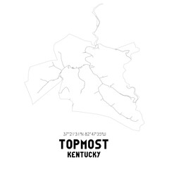 Topmost Kentucky. US street map with black and white lines.