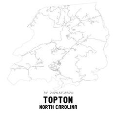 Topton North Carolina. US street map with black and white lines.