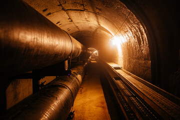 Round concrete underground tunnel of sewer, heating duct or water supply system