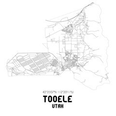 Tooele Utah. US street map with black and white lines.