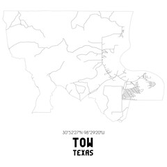 Tow Texas. US street map with black and white lines.