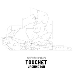 Touchet Washington. US street map with black and white lines.