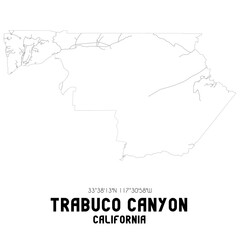 Trabuco Canyon California. US street map with black and white lines.