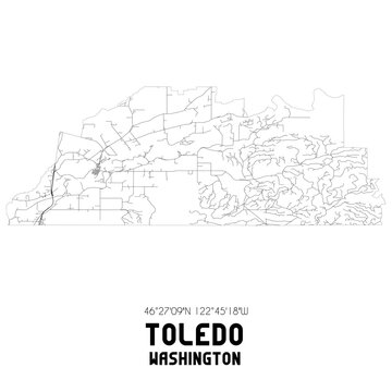 Toledo Washington. US Street Map With Black And White Lines.