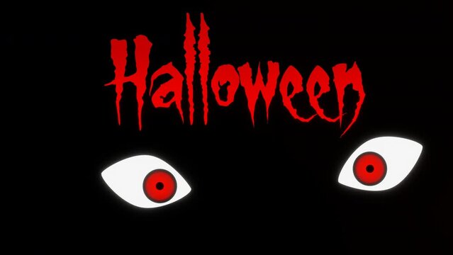 Red halloween sale text blinking animation with eyes and abstract blood