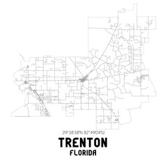 Trenton Florida. US street map with black and white lines.