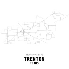 Trenton Texas. US street map with black and white lines.