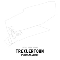 Trexlertown Pennsylvania. US street map with black and white lines.