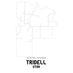 Tridell Utah. US street map with black and white lines.