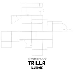 Trilla Illinois. US street map with black and white lines.