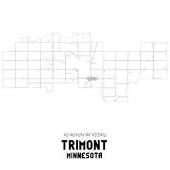 Trimont Minnesota. US street map with black and white lines.