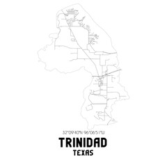 Trinidad Texas. US street map with black and white lines.