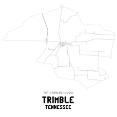 Trimble Tennessee. US street map with black and white lines.