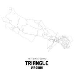 Triangle Virginia. US street map with black and white lines.