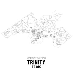 Trinity Texas. US street map with black and white lines.