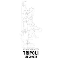 Tripoli Wisconsin. US street map with black and white lines.