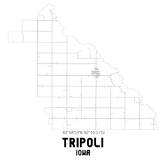 Tripoli Iowa. US street map with black and white lines.