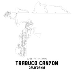 Fototapeta na wymiar Trabuco Canyon California. US street map with black and white lines.