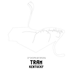 Tram Kentucky. US street map with black and white lines.