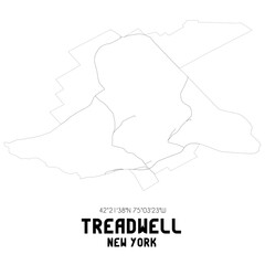 Treadwell New York. US street map with black and white lines.