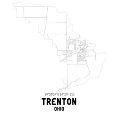 Trenton Ohio. US street map with black and white lines.