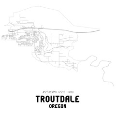 Troutdale Oregon. US street map with black and white lines.