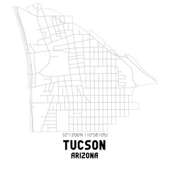 Tucson Arizona. US street map with black and white lines.