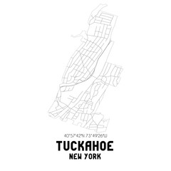 Fototapeta premium Tuckahoe New York. US street map with black and white lines.