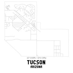 Tucson Arizona. US street map with black and white lines.