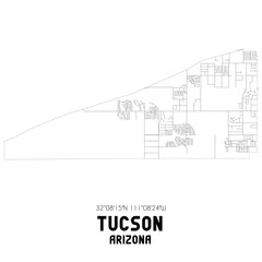 Tucson Arizona. US street map with black and white lines.
