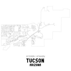 Tucson Arizona. US street map with black and white lines.