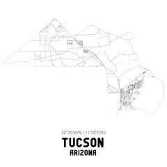 Tucson Arizona. US street map with black and white lines.