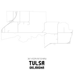 Tulsa Oklahoma. US street map with black and white lines.