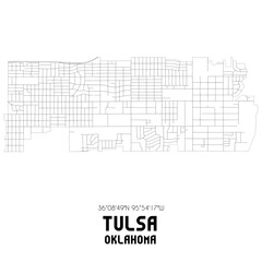 Tulsa Oklahoma. US street map with black and white lines.