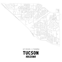 Tucson Arizona. US street map with black and white lines.