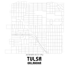 Tulsa Oklahoma. US street map with black and white lines.