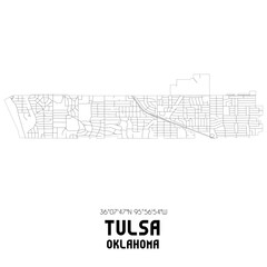 Tulsa Oklahoma. US street map with black and white lines.