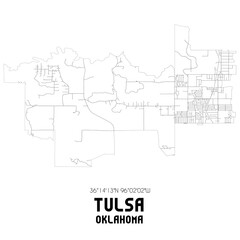 Tulsa Oklahoma. US street map with black and white lines.