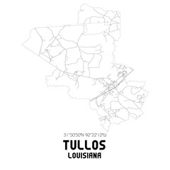Fototapeta na wymiar Tullos Louisiana. US street map with black and white lines.