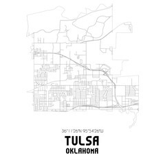 Tulsa Oklahoma. US street map with black and white lines.