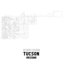 Tucson Arizona. US street map with black and white lines.