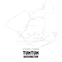 Tumtum Washington. US street map with black and white lines.