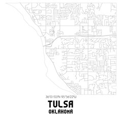 Tulsa Oklahoma. US street map with black and white lines.