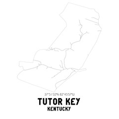 Tutor Key Kentucky. US street map with black and white lines.