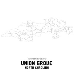 Union Grove North Carolina. US street map with black and white lines.