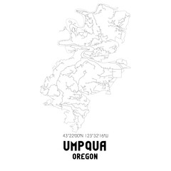 Umpqua Oregon. US street map with black and white lines.