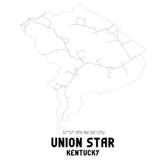 Union Star Kentucky. US street map with black and white lines.